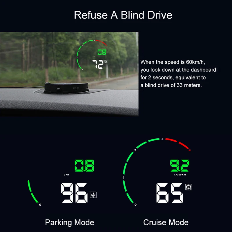 Junsun Universal Car HUD Head Up Display OBD2 Overspeed Warning System Projector GPS Speedometer Alarm For All Vehicle | Автомобили и