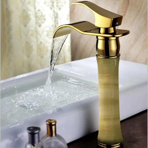 

Continental Gold Classic Vintage Copper bathroom vanities heightening jade factory direct counter basin faucet