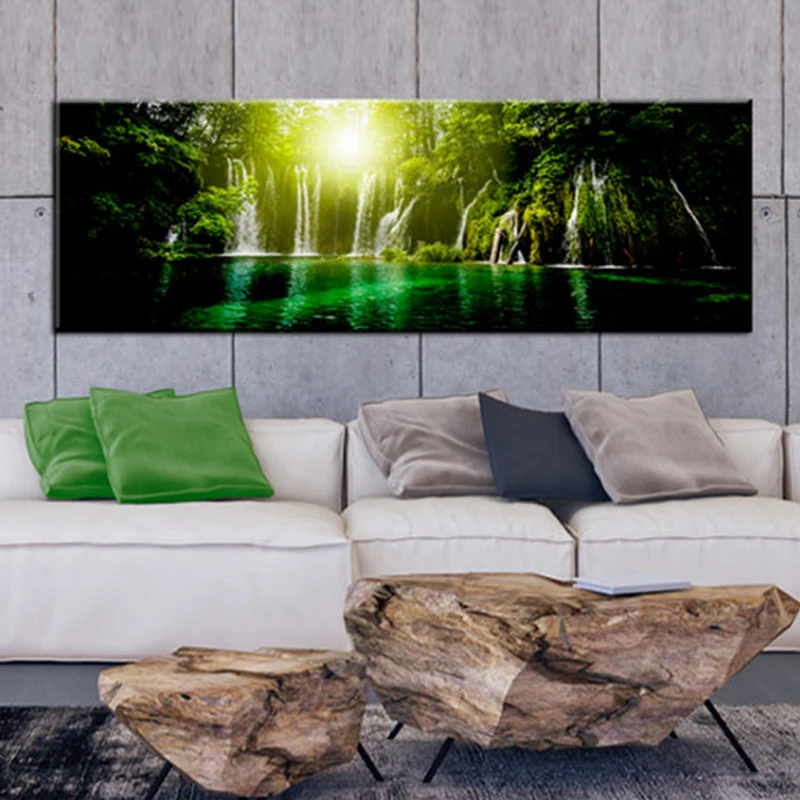 

Frame Running Water Wall Art Hand Painted Oil Paintings Canvas Painting for Home Decor Landscape Poster Unique Gift 150x50cm