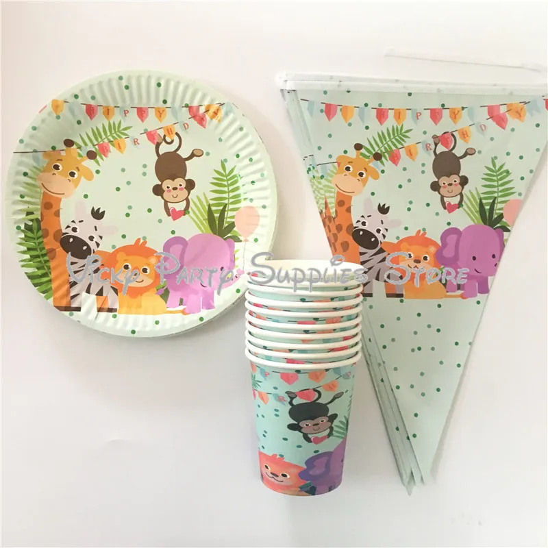 30 шт./лот одноразовые бумажные столовые приборы с рисунками животных из