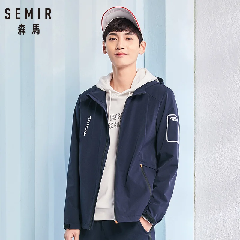 Мужская уличная куртка SEMIR однотонная Повседневная с капюшоном брендовая бомбер