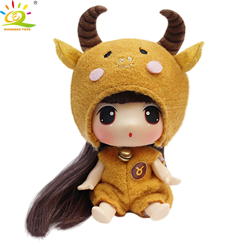 HUIQIBAO игрушки 9 см кукла Ddung Рождество запутанные куклы одеваются BJD брелок для девушек Подвеска детская игрушка подарок на день рождения - Цвет: Taurus