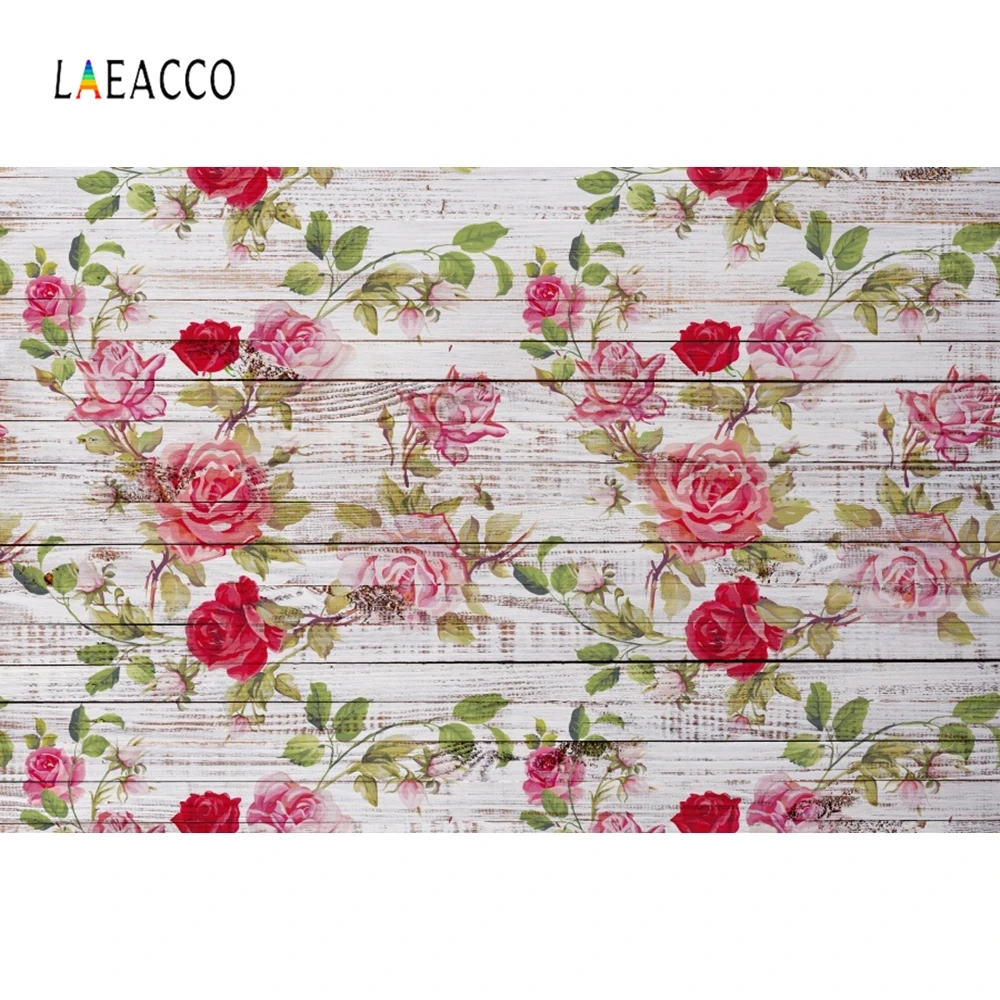 Laeacco фон для фотосъемки с изображением деревянной доски и цветов на день рождения