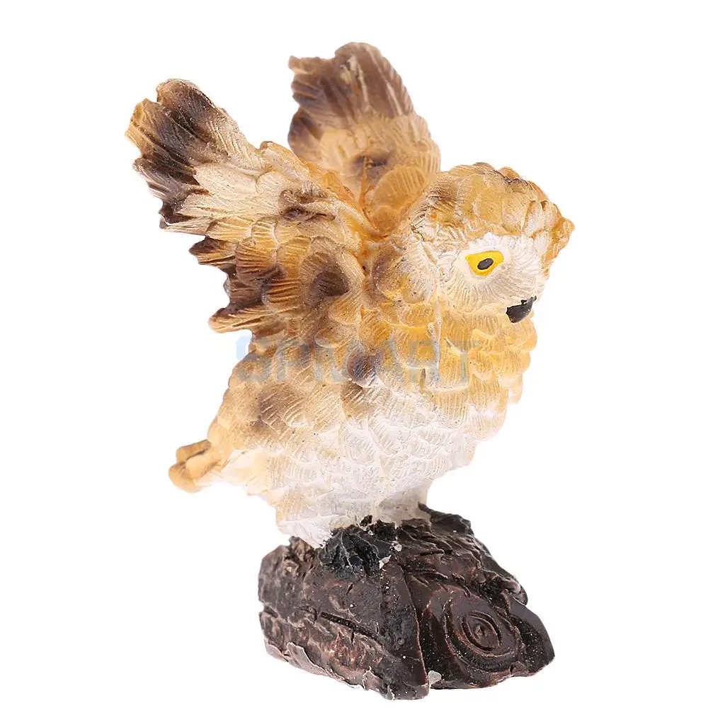 Реалистичная миниатюрная статуя летающей совы модель животного скульптура
