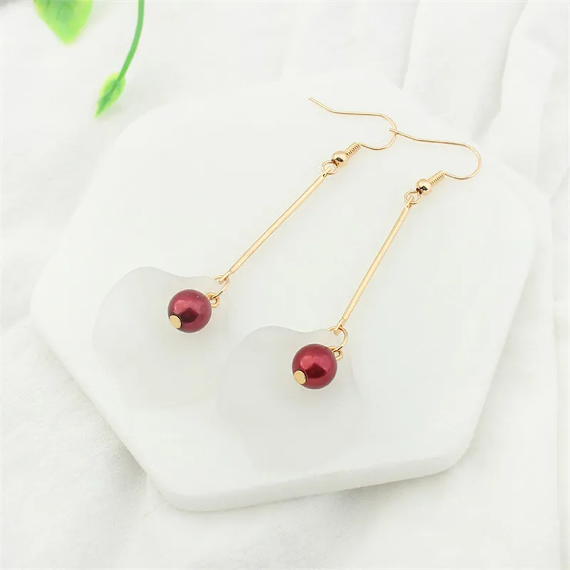 5 цветов серьги в виде листьев Мори Асимметричные Длинные жемчужные модные