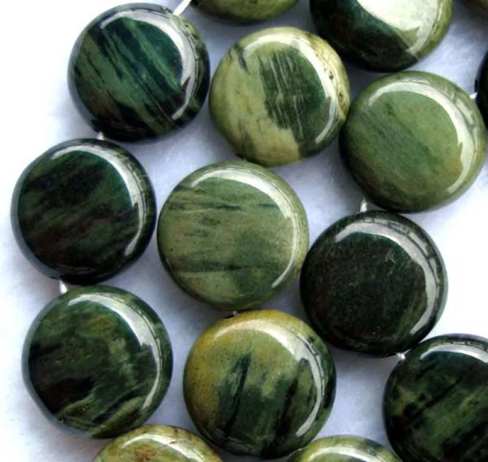 Плоские медные/круглые бусины из яшмы с натуральным серебряным листом для