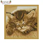 Joy Sunday DA243 14CT 11CT штампованные и счетные украшения для дома спящий Кот иглы Art Craft Cat наборы для вышивки крестом
