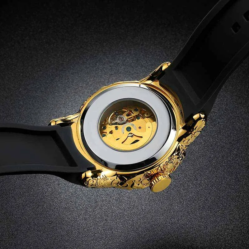 

Men's Quartz Watches New Fashion Sculpture Dragon Brand BIDEN Gold Mechanical Watch Men Exquisite Relief Creative Clock Relogio