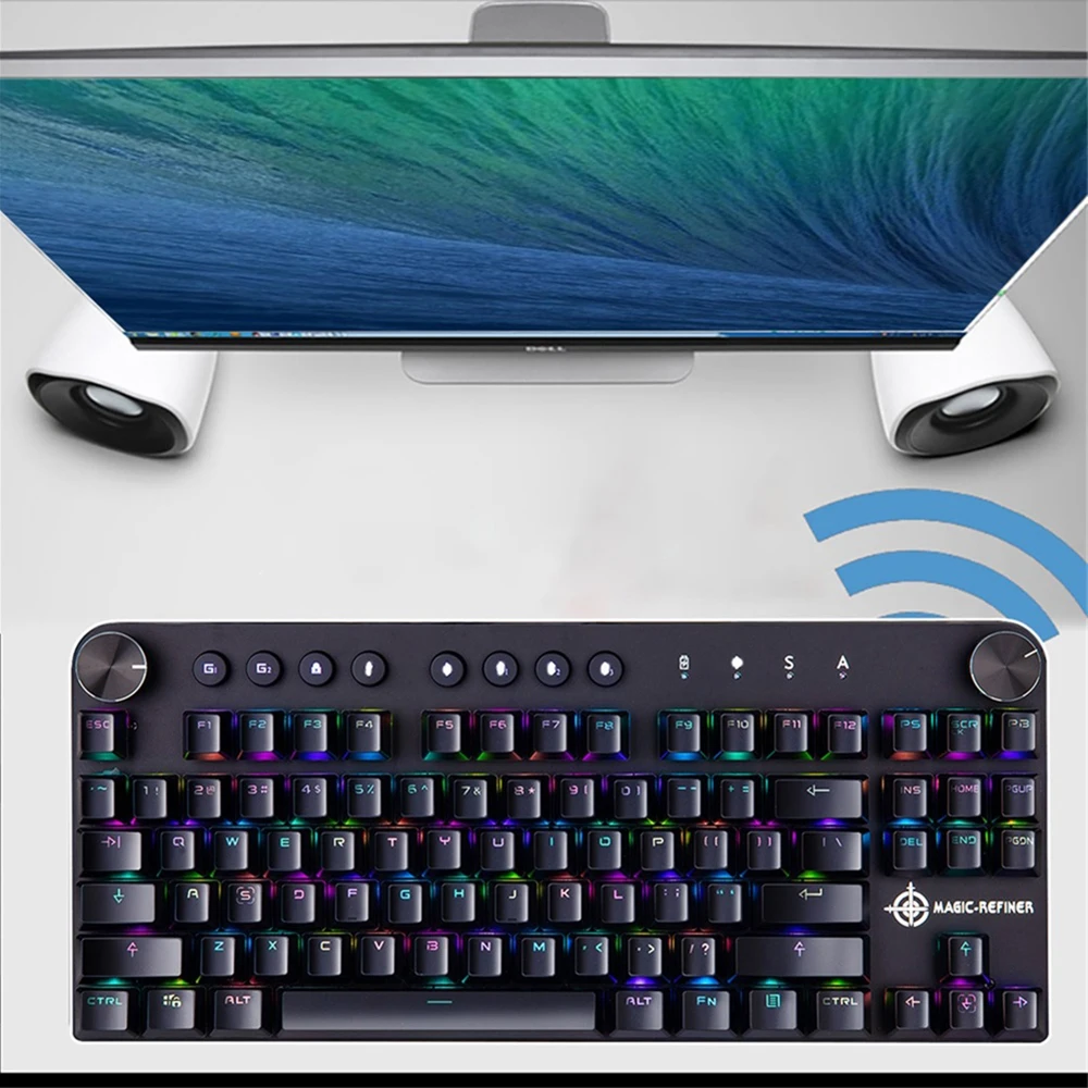 MAGIC-REFINER MK11 Механическая игровая клавиатура Проводная USB и беспроводная BT 3,0 RGB подсветка переключаемая 87 клавишная игровая клавиатура