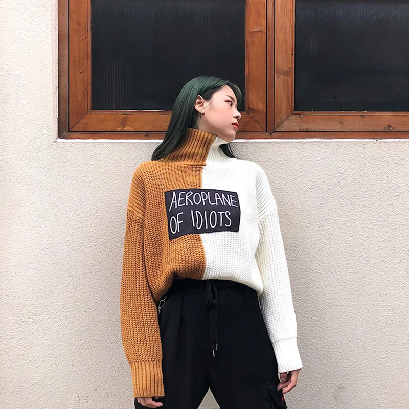Зимний Теплый Новый корейский стиль Instagram свободный лоскутный bf Harajuku Ulzzang
