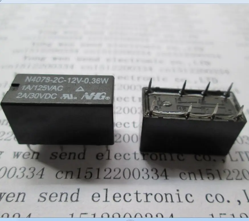 

Реле N4078-2C-12V-0.36W N4078-2C-12V N40782C12V 12VDC 12В DC12V 1A 125VAC 8PIN