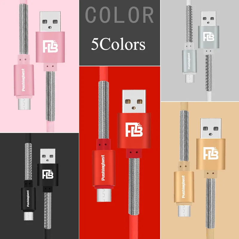 Микро USB кабель 2.4A Быстрая зарядка данных выдвижной пружинный для Samsung Xiaomi LG Tablet