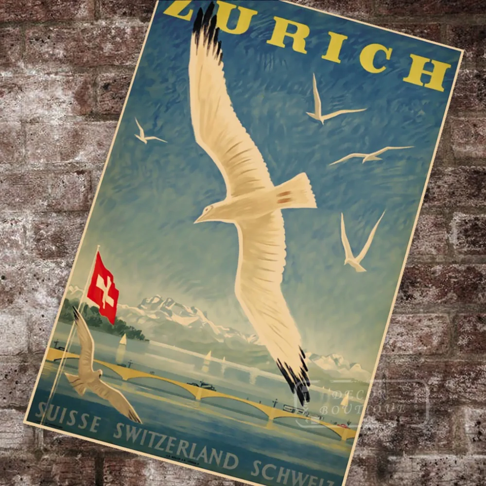 Швейцария Zurich Tourism 1928 классические картины на холсте винтажные настенные плакаты