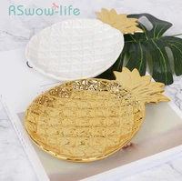 tableware golden pineapple ceramic plates jewelry storage tray pastry fruit dish dinner plates snack dish for kitchen supplies