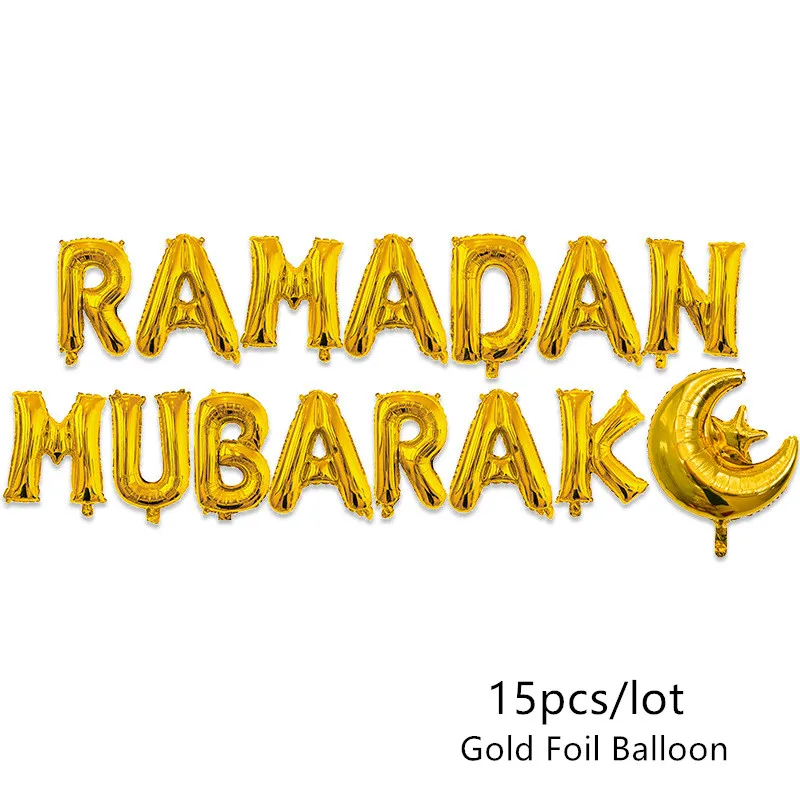 Gold Ramadan Mubarak EID MUBARAK Deco шар в форме буквы Рамадан украшение для дома свадьба золото серебро EID коробка конфет для мусульманских EID Значки для вечеринки декора - Цвет: Gold Ramadan Mubarak