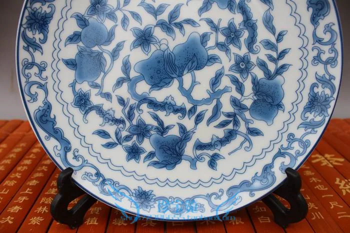 Антикварная фарфоровая синяя и белая искусственная персиковая тарелка Mantou sit