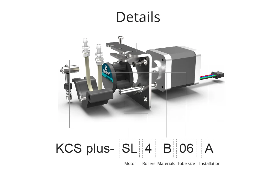 Kamoer 12 V/24 V KCS Plus Перистальтический водяной насос с шаговым двигателем и поддержкой кремния/BPT трубки самовсасывание и передача жидкости