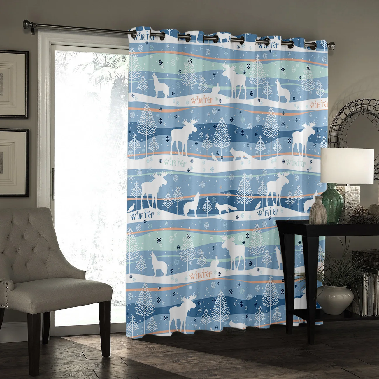 Рождественские снежинки и лось занавески для гостиной декор спальни кухни