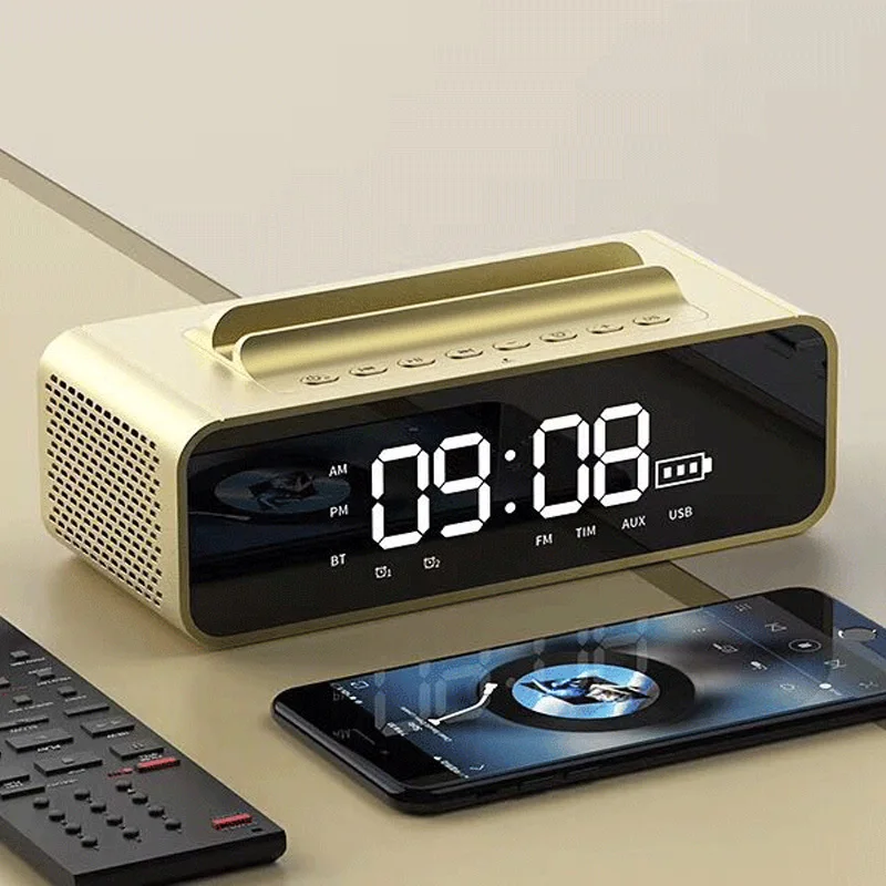 Умный Будильник беспроводной Bluetooth динамик FM радио Повтор электронные цифровые часы светодиодный дисплей кронштейн функция настольные часы