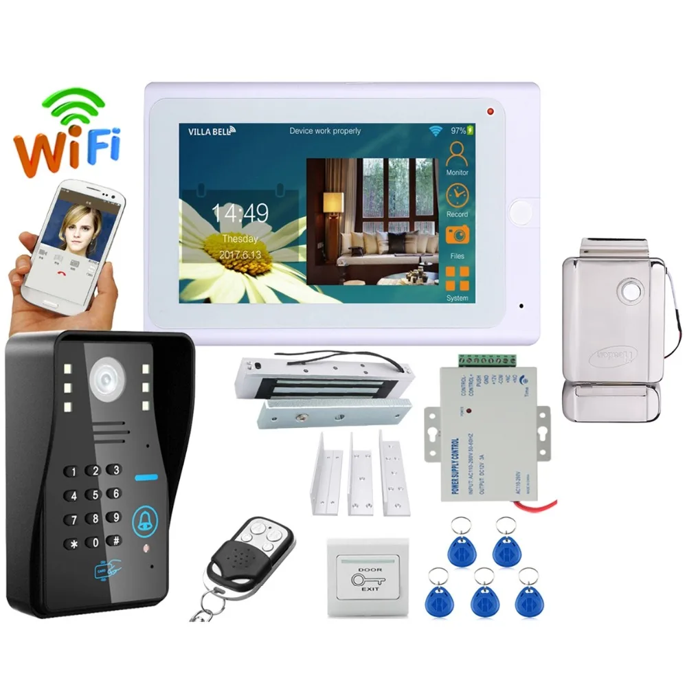 Домашний набор 7 &quotTFT проводной/беспроводной Wifi RFID пароль видео дверной звонок
