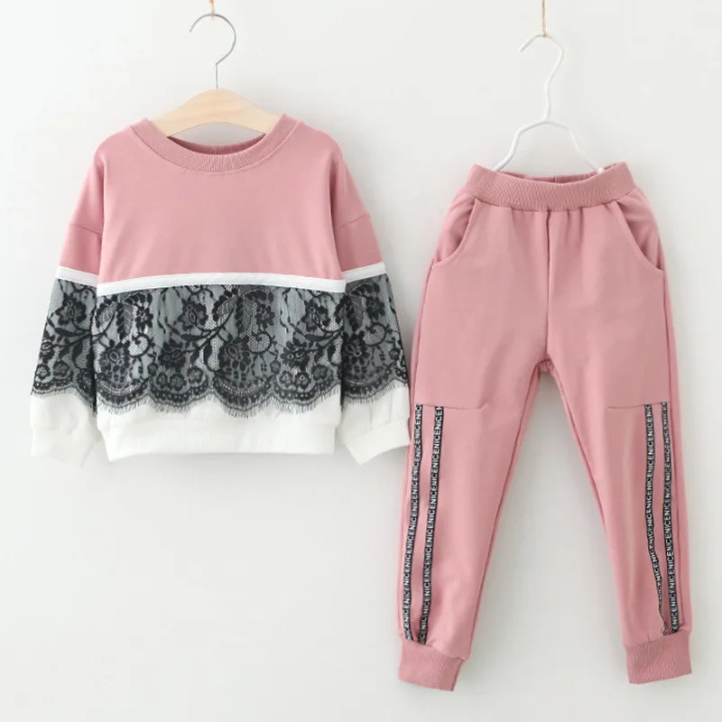 

2019 Autumn clothes for girl / Boutique girl outfits set / Outfits with black lace