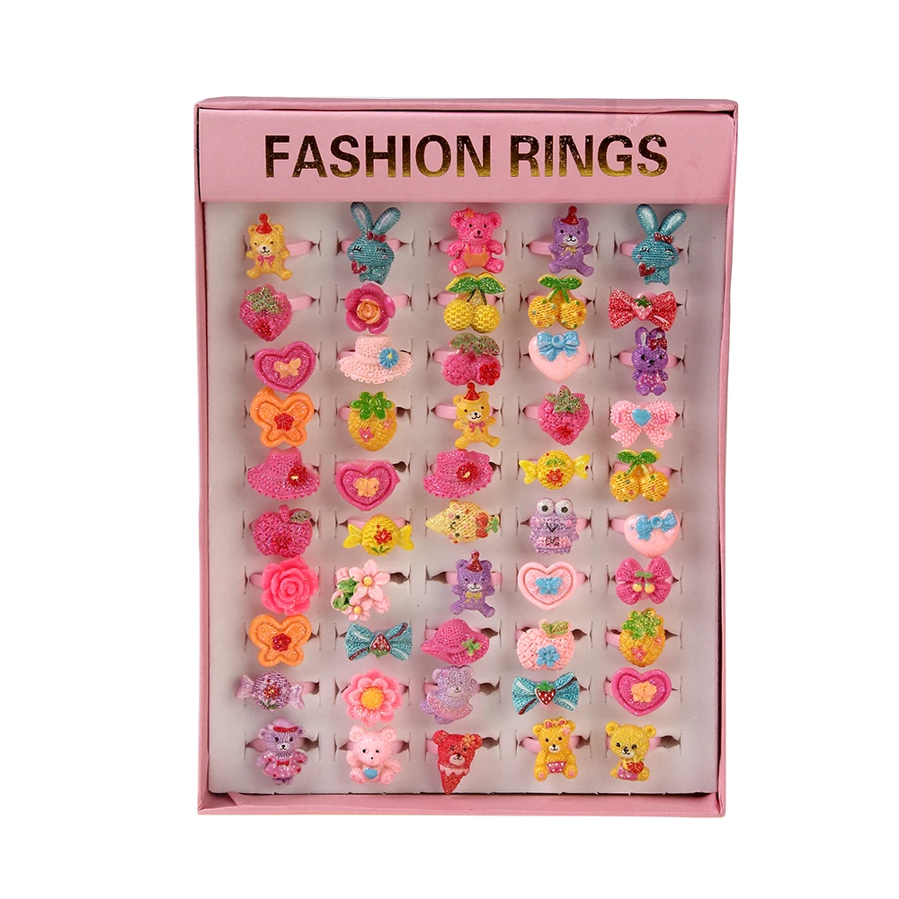 50 шт. разноцветные пластиковые кольца в стиле ретро с героями мультфильмов