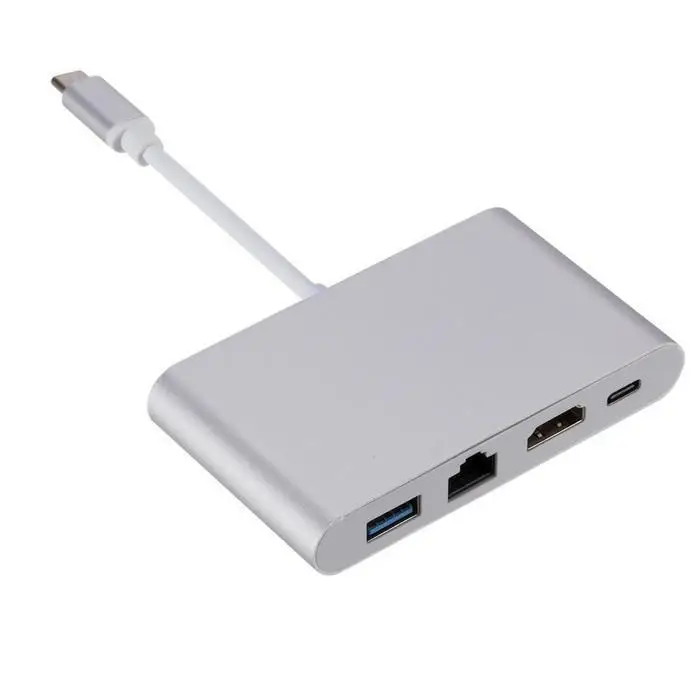 USB C к HDMI 4K RJ45 Gigabit Ethernet Type-C 3 1 Type концентратор серебряный адаптер | Компьютеры и