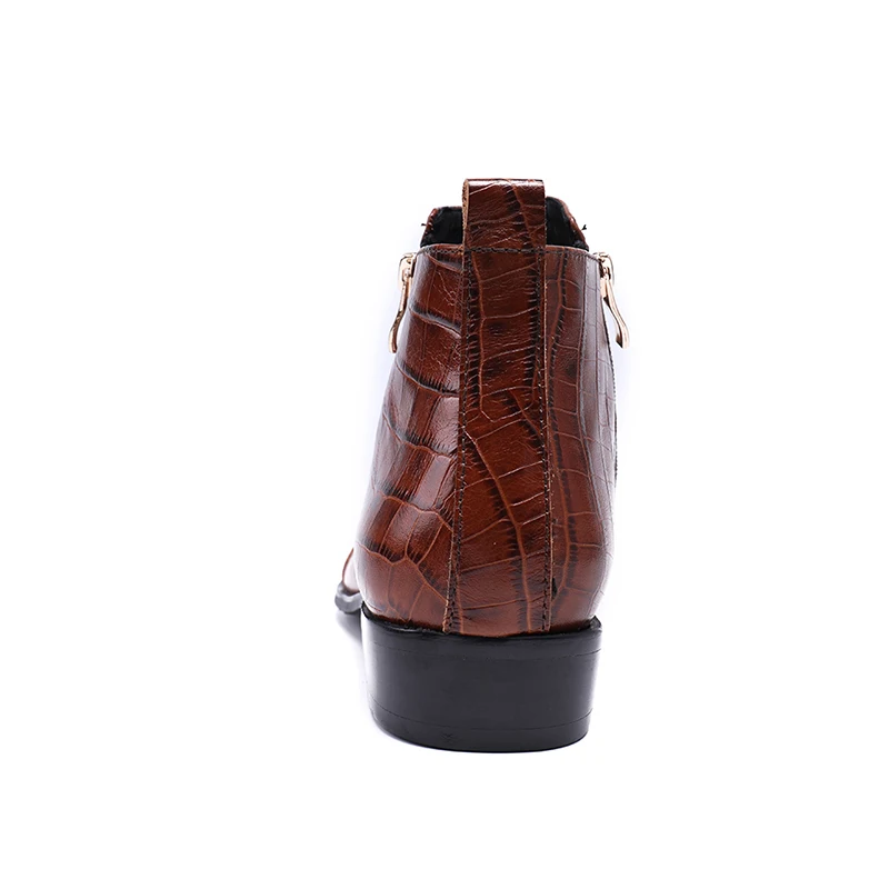 Fashion Men Dress Shoes Genuine Leather Rivets Studded Ankle Boots Pointed Toe Men's Double Zipper Military Cowboy Boot | Обувь