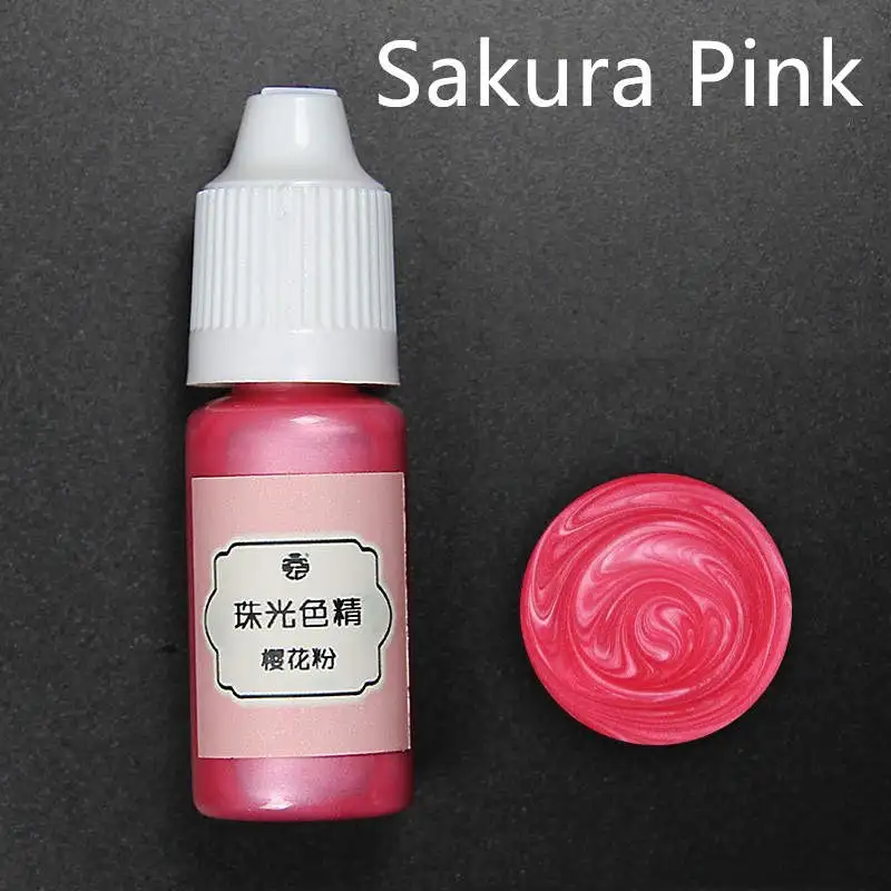 Sakura pink SNASAN 10 мл жидкий жемчуг смолы пигмент краситель для уф смолы эпоксидной смолы силиконовые формы DIY ювелирных изделий ремесло materia 24 цвета - Цвет: Sakura pink