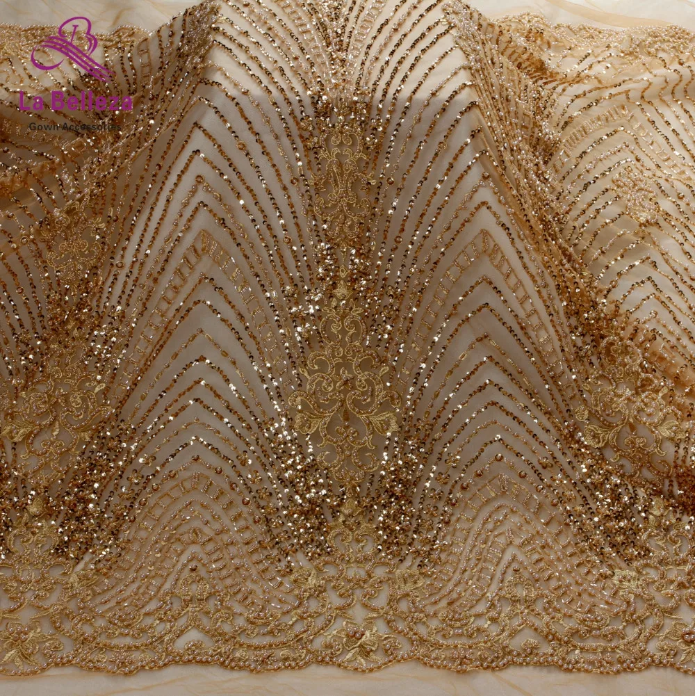 Новая мода стиль off white/wine/gold тяжелые бусы ручной работы на сетке Вышитые свадебное платье/вечернее платье кружевная ткань 1 ярд