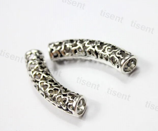 2 шт. 6 мм Отверстие Старинное Серебро Полые Трубки для Браслет и Ожерелье 40