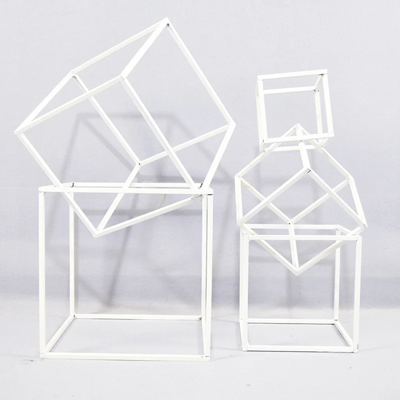 white 5pcs 1 set JAROWN креативный Мульти Стиль Геометрическая квадратная рамка Цветочный декор набор Железный художественный многоугольник Свадебный сценический реквизит оконный Дисплей Декор - Цвет: white 5pcs 1 set