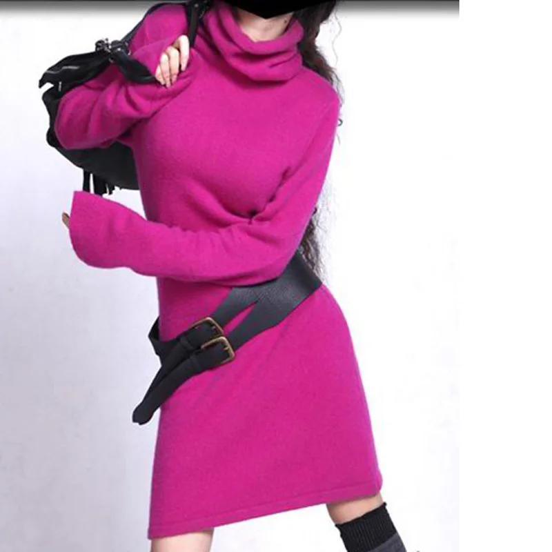 100%Cashmere Sweater Women Coffee Pullover Long sweater Rose Red Natural Warm High Quality Clearance Sale Free Shipping | Женская одежда