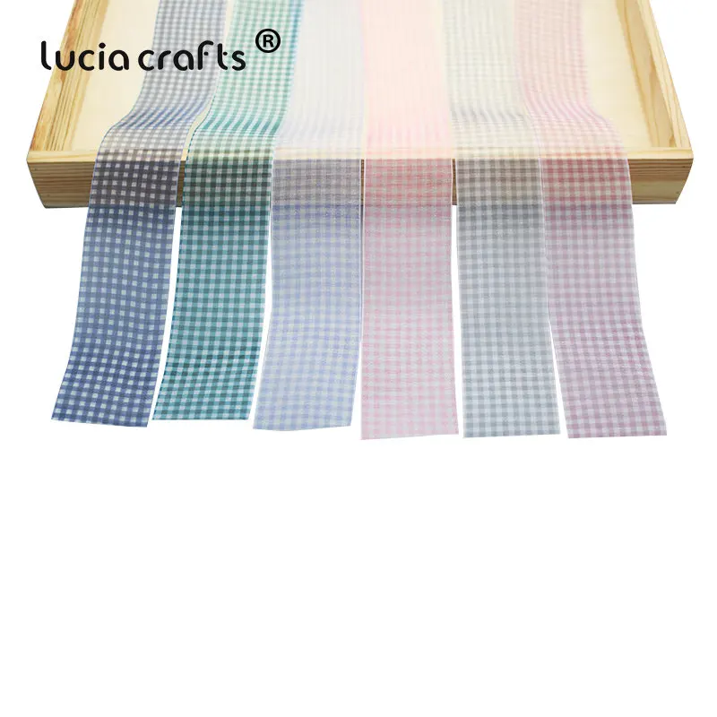 Lucia crafts 5 ярдов/6 ярдов 40 мм органза ленты для Свадьбы вечерние украшения сетчатая лента бант для волос подарочная упаковка аксессуары P0304 - Цвет: Mixed colors 6yards