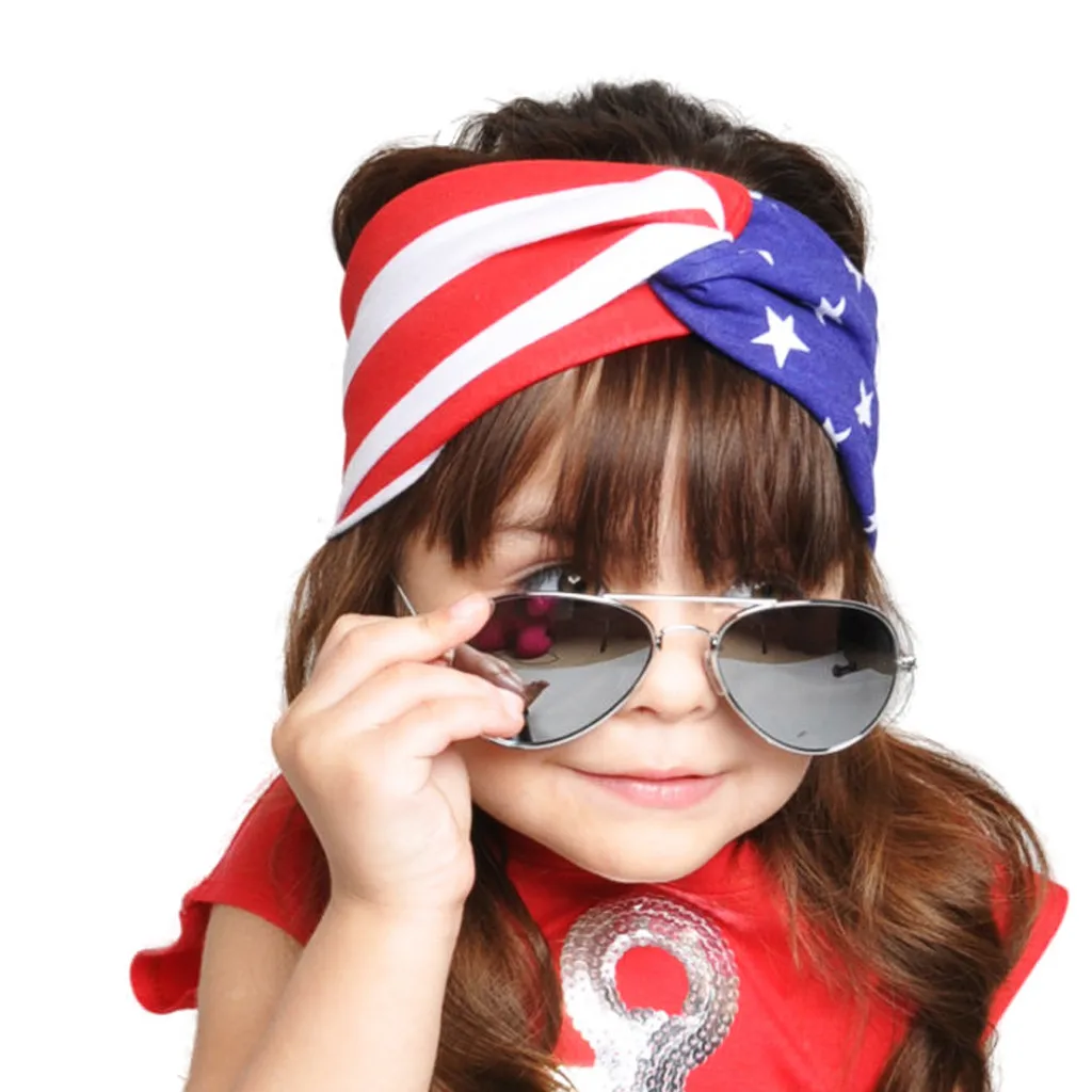 Детские аксессуары для девочек и мальчиков 4 июля повязка волос с флагом головные