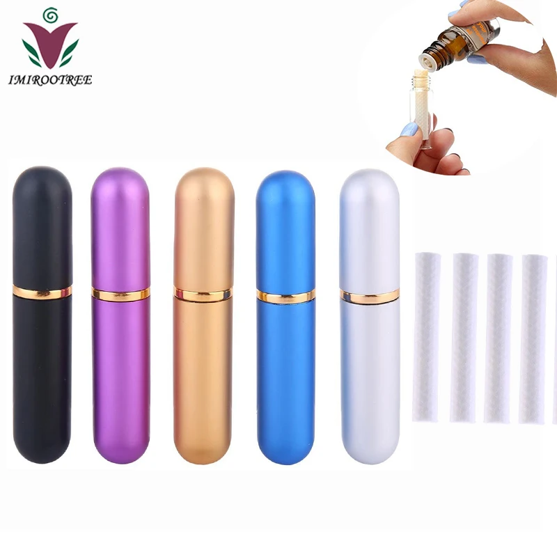 

8pcs colored Aluminum Refillable Nose Inhaler Personal Aromatherapy Blank Nasal Inhaler with 16pcs High Quality Cotton Wicks