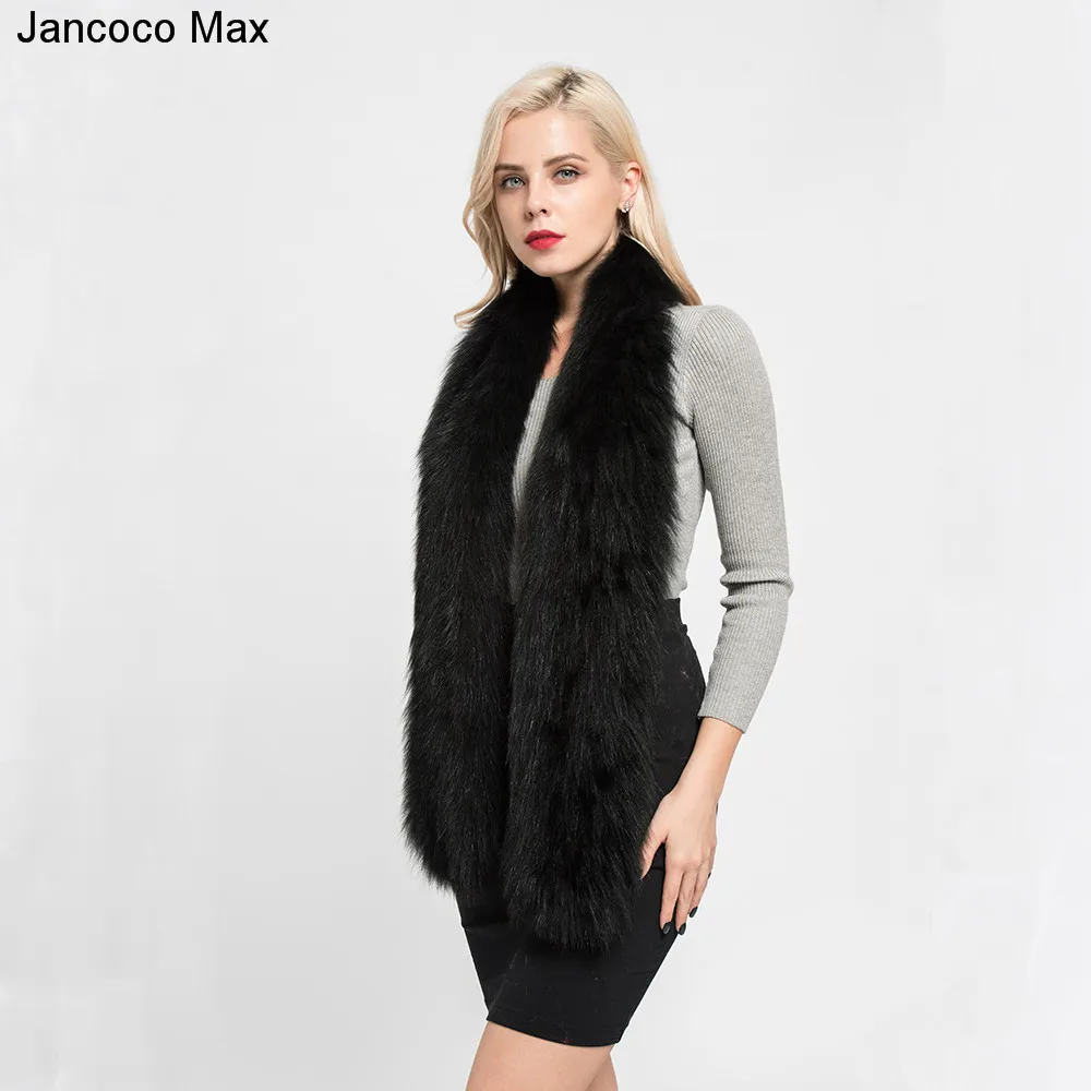 Jancoco Max Зимний Леди натуральным лисьим мехом вязанный длинный шарф Высокое качество мягкие теплые шали лучший подарок глушители S7180