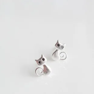 

Real 925 Sterling Silver Jewelry For Women Cute Animal Cat Earring Stud Small Stud Earring For Girls Wholesale