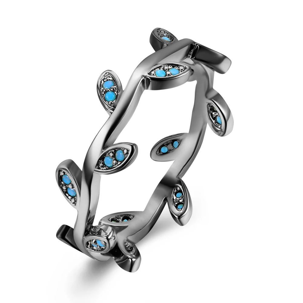 Синий камень Ветка лозы очаровательное кольцо женский черный пистолет цвет