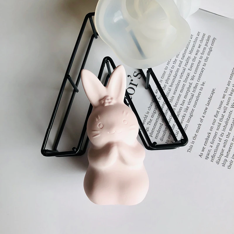 Бетон силиконовые формы 3D Кролик глина плесень подходит для гипса цемента ремесла кролик свечи формы украшения