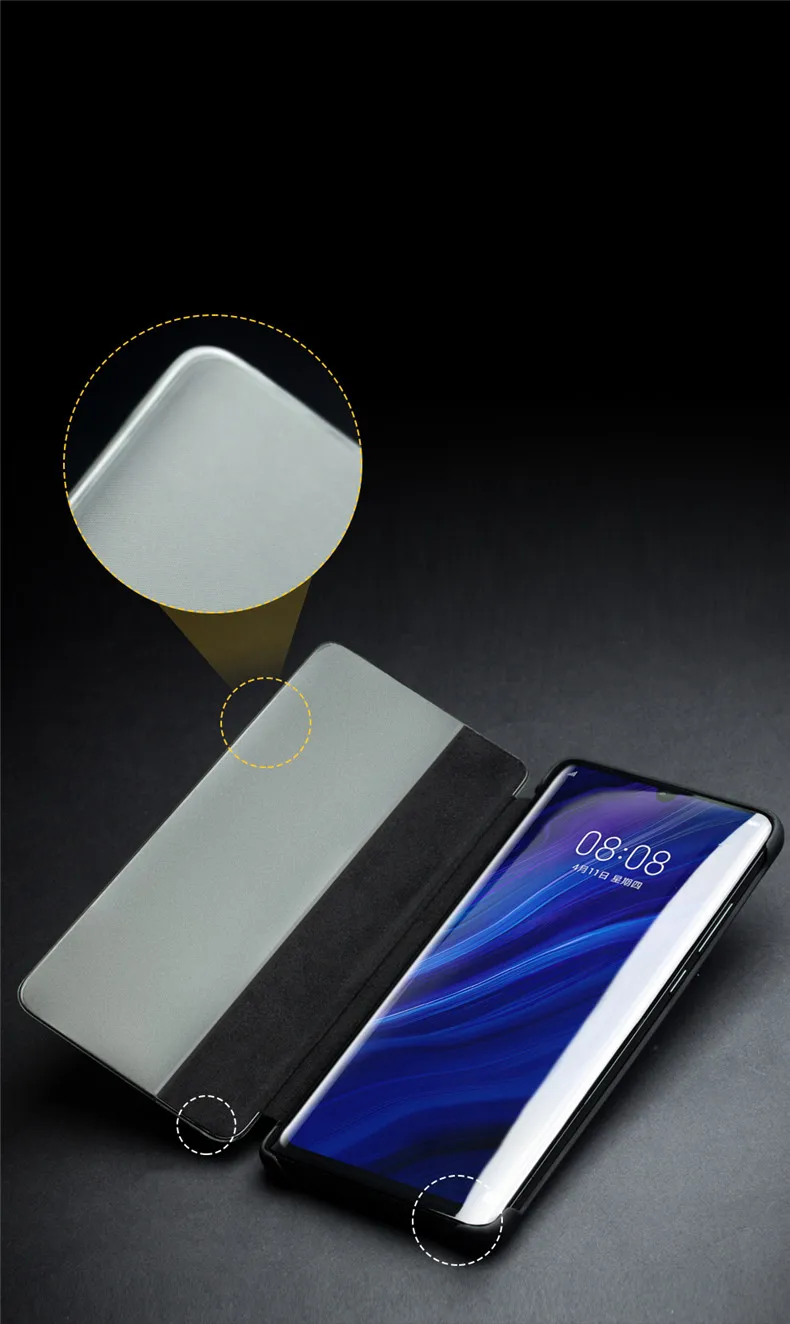 QIALINO, Роскошный чехол для телефона из натуральной кожи, для huawei P30 Pro, 6,47 дюймов, с умным обзором, флип, ультра тонкий чехол для huawei P30