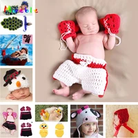 crochet baby boy boxer photography props handmade knitted kids clothes set infant boxing gloves shorts outfits 1set mzs 15029