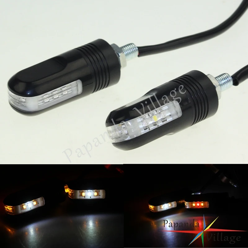 Мотоциклетные черные светодиодные индикаторы поворота Papanda для Harley Bobber Custom Chopper