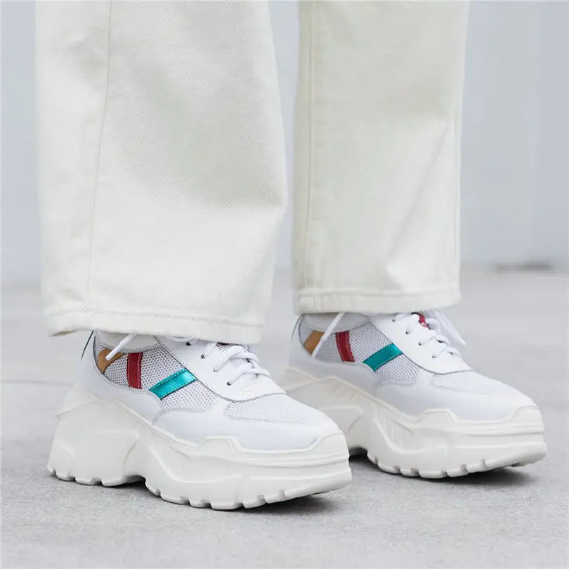 2019 теннисная женская обувь с толстой мягкой подошвой на шнуровке из коровьей