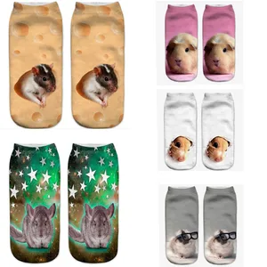 SLMVIAN, серый мышонок, Новое поступление, 3D принт в виде мопса, носки повседневные Харадзюку, арт-носки, низкие носки с животными, женские короткие носки