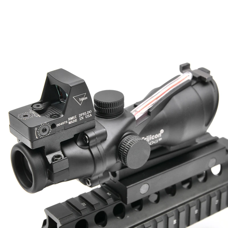 Trijicon Acog 4x32 оптический прицел красный Cahevron сетка волокно зеленый освещенный с Rmr