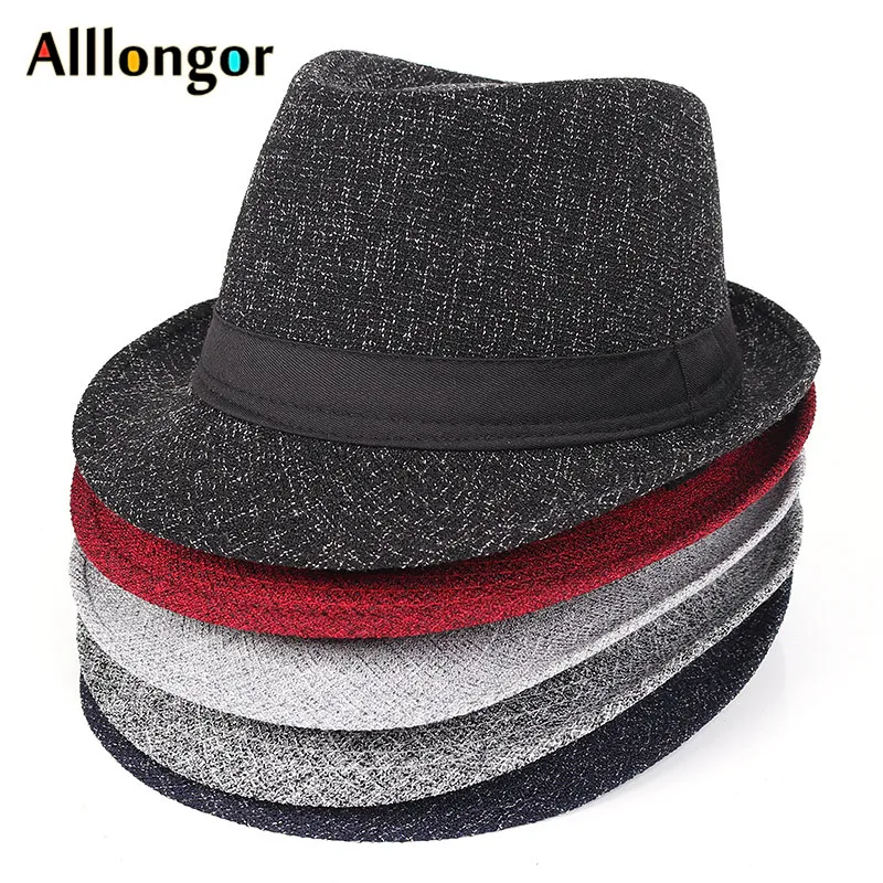 Осень, Зимняя мужская шляпа-федора, черная, sombrero, Fedora hombre, Ретро стиль, Дерби, джаз, шляпа, Трилби, красная