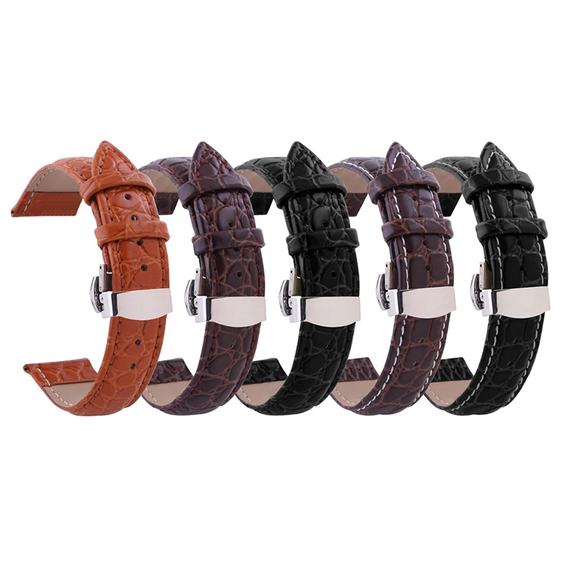 ALK кожаный ремешок для наручных часов браслет бабочка Раскладывающаяся застежка