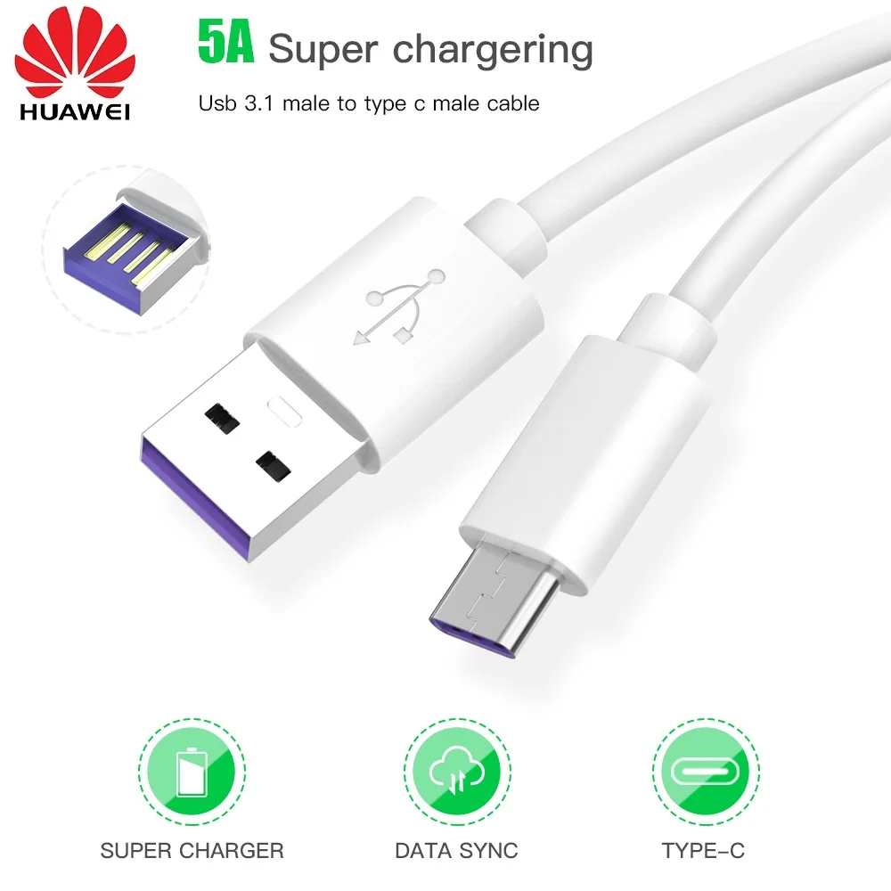 Оригинальный Тип C кабель для HUAWEI супер быстрый зарядный передачи данных P10 Lite p20