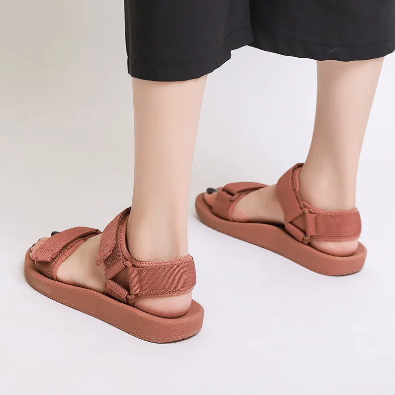 CuddlyIIPanda Summer Sandals Open Toed Beach Shoes Hook&ampLoop Women Gladiator Leisure Canvas Concise Sandalia Feminina | Обувь